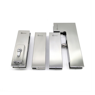 Accesorio de parche para puerta de vidrio con acabado de espejo de acero inoxidable