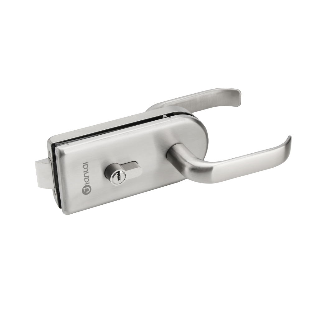 Cerradura de puerta de vidrio con manija deslizante de aleación de zinc con acabado satinado para puerta de oficina