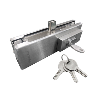 Accesorio de parche de bloqueo inferior duradero para puerta corrediza de vidrio con 5 llaves de latón